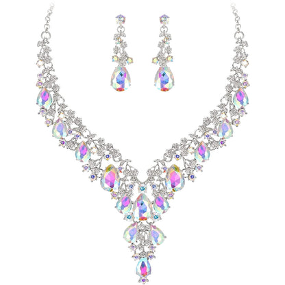 Factory Direct Sales of Cross-Border Popular Water Drop Necklace and Earrings Jewelry Sets, Wedding Dresses, Evening Wear, New Jewelry Accessories