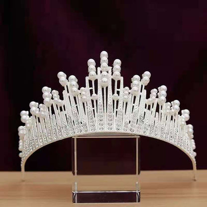 Bridal Crown Headpiece Wedding Dress Hair Accessories Pearl Crown Accessories Princess Headband Jewelry Wedding Essentials Crystal