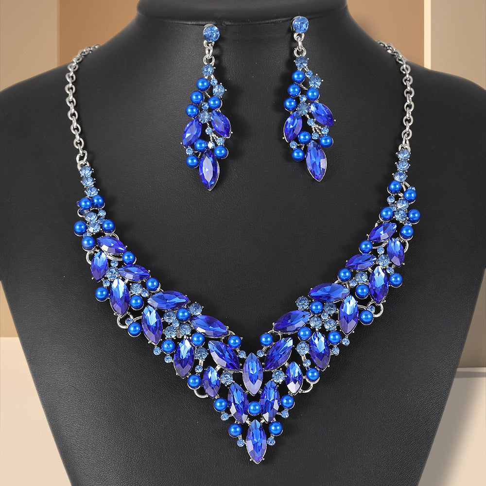 European and American Cross-Border Necklace, Earrings, Jewelry Set, Bridal Banquet Dress Accessories, Fashionable Women's Jewelry, Light Luxury Style
