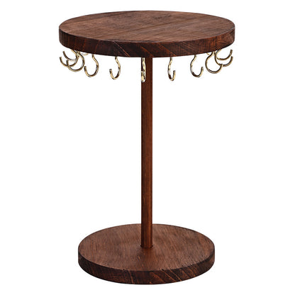 Walnut Color Creative Round Hook Necklace Display Stand Sweater Chain Jewelry Stand Stall Live Broadcast Jewelry Stand Solid Wood