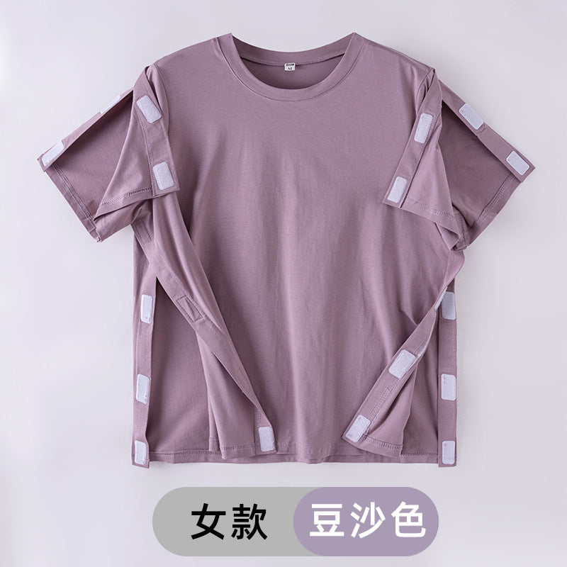 Summer patient care clothing easy to put on and take off hospital gown short sleeve cotton middle-aged and elderly medical clothing fracture clothing wholesale