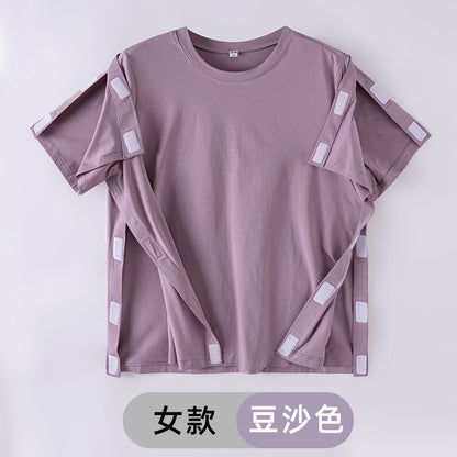 Summer patient care clothing easy to put on and take off hospital gown short sleeve cotton middle-aged and elderly medical clothing fracture clothing wholesale