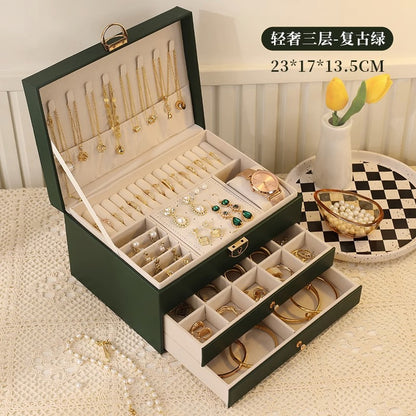 High-end jewelry storage box necklace earrings earrings earrings bracelet ring exquisite jewelry gold jewelry large capacity