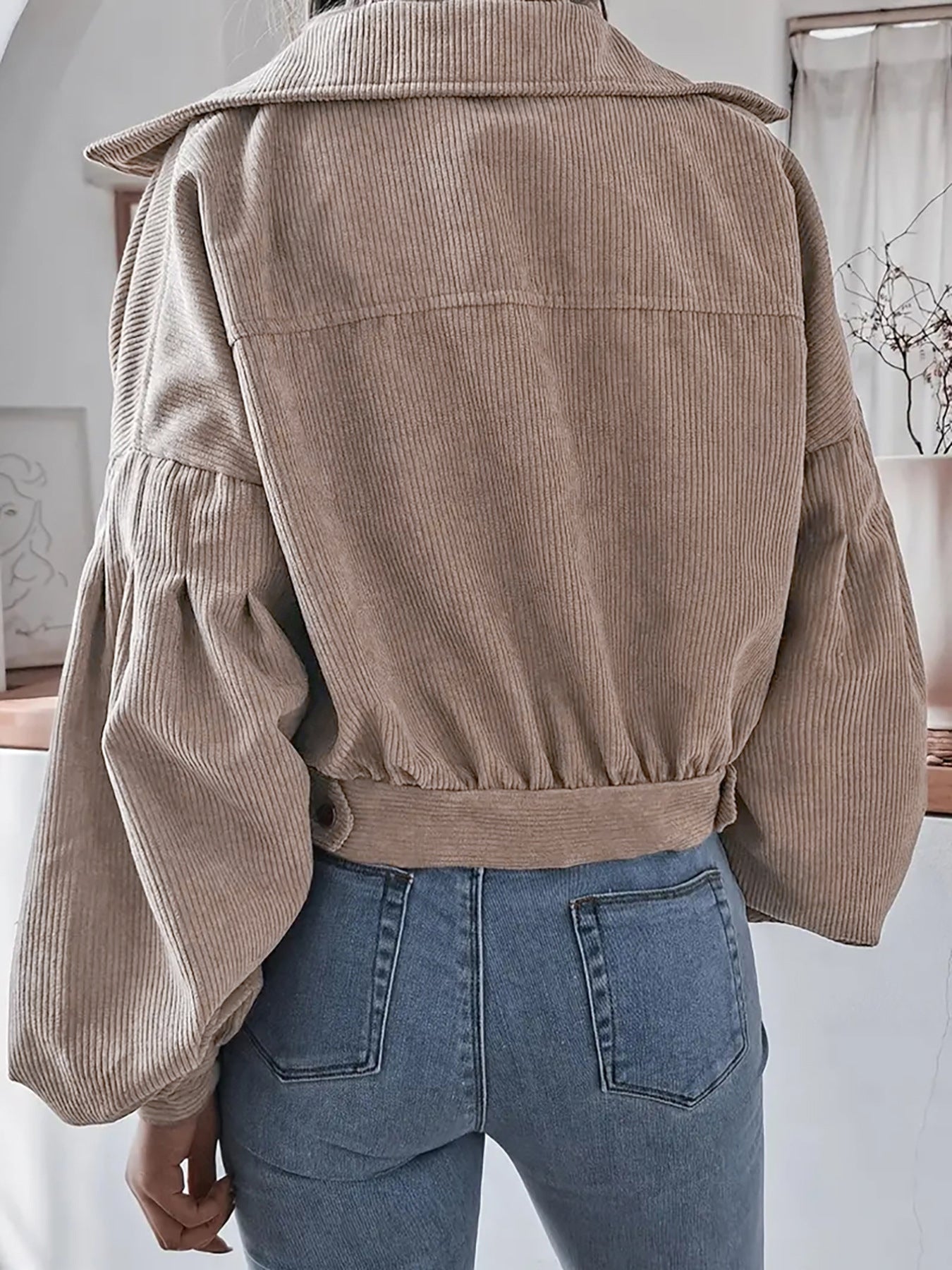 Ins Style Autumn and Winter European and American Lantern Long-Sleeved Corduroy Casual Short Outwear Jacket Amazon Hot Cross-Border Women's Clothing