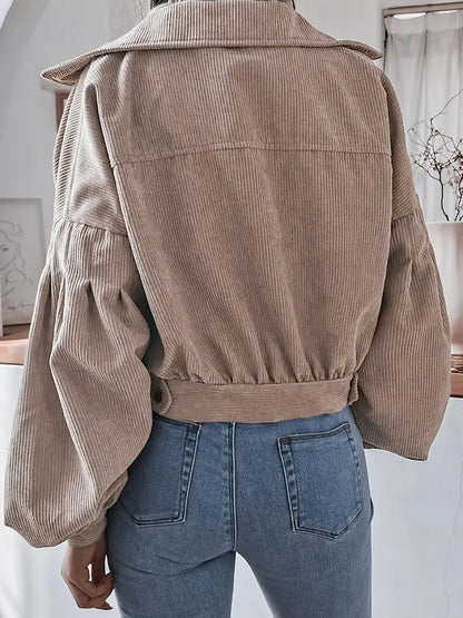 Ins Style Autumn and Winter European and American Lantern Long-Sleeved Corduroy Casual Short Outwear Jacket Amazon Hot Cross-Border Women's Clothing