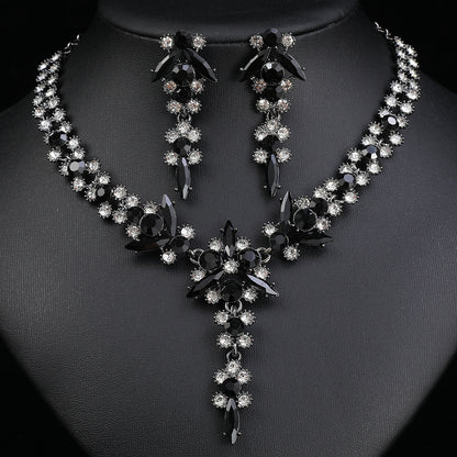Europe and the United States Hot Jewelry Cross-border Supply Bridal Necklace suit Fashion High-end Crystal Wedding Dress Banquet Dress Jewelry