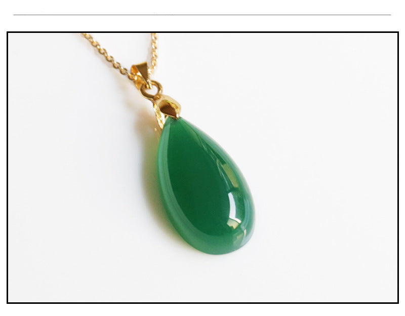 Jadeite Green Chalcedony Pendant Agate Water Drop Necklace Jade Jewelry Factory Wholesale Dropshipping S2053030