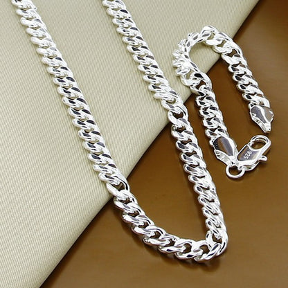 Foreign trade jewelry wholesale silver plated 10mm Cuba side necklace bracelet exquisite jewelry men's accessories jewelry
