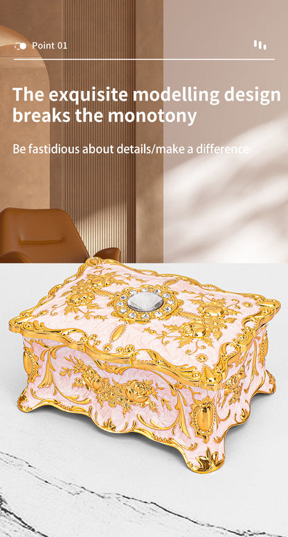 Cross-border E-commerce European-style Retro Metal Jewelry Box Exquisite Enamel Color Necklace Jewelry Storage Box Princess Jewelry Box