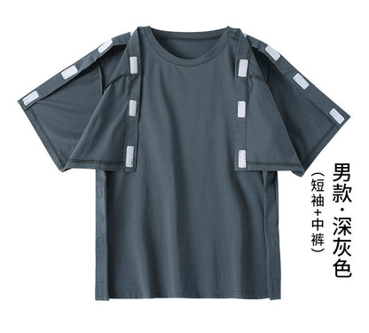 Summer patient care clothing easy to put on and take off hospital gown short sleeve cotton middle-aged and elderly medical clothing fracture clothing wholesale