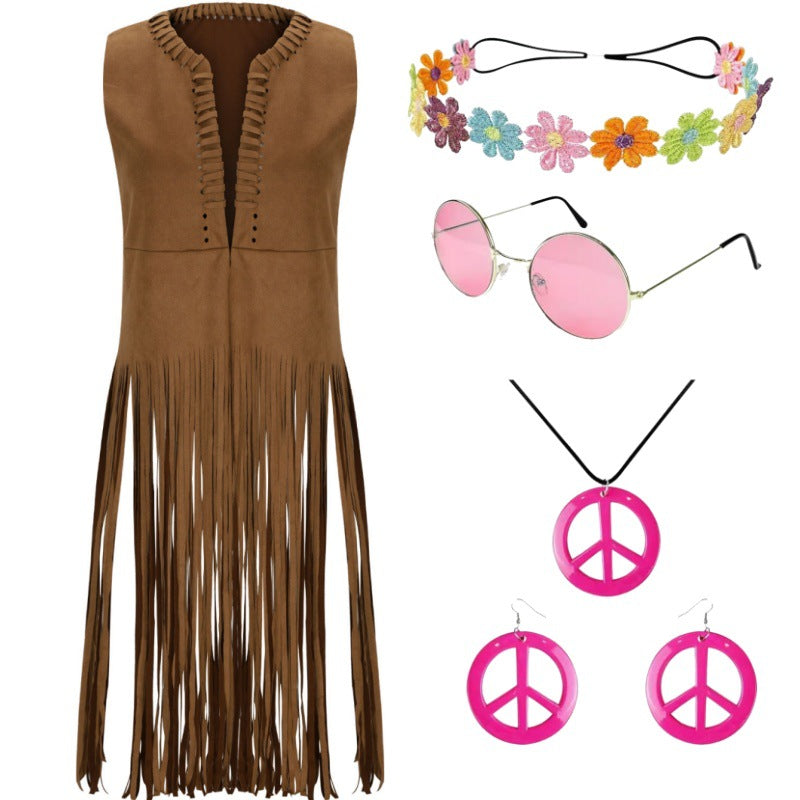 European and American Style 2025 Women's New Suede Tassel Vest Jacket Popular Sleeveless Mid-Length Vest for Outer Wear