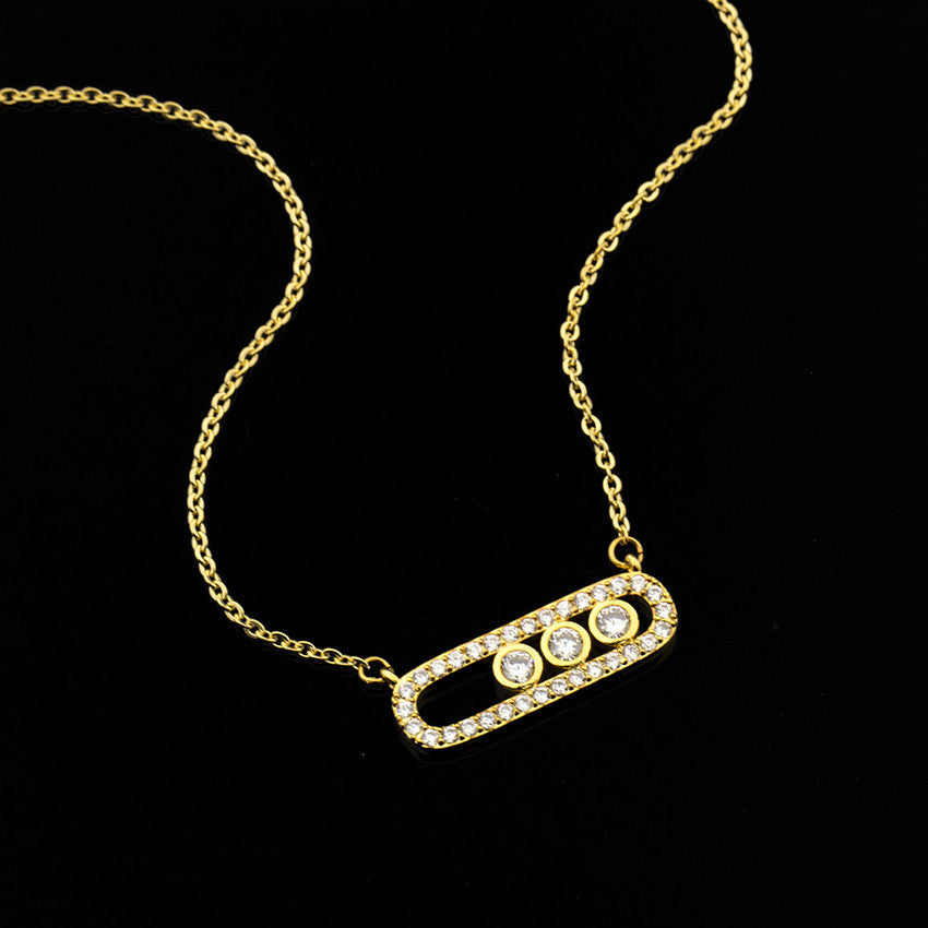 Factory direct Korean creative simple charming zircon two-color necklace jewelry Joker three-color optional