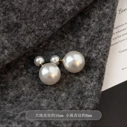 Shijia size pearl earrings women's 2024 new style multi-wearing light luxury temperament earrings s925 silver needle ear jewelry
