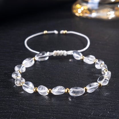 Zhuhang Jewelry Cross-Border New Natural Stone Irregular Bracelet Adjustable Braided Rope Bracelet