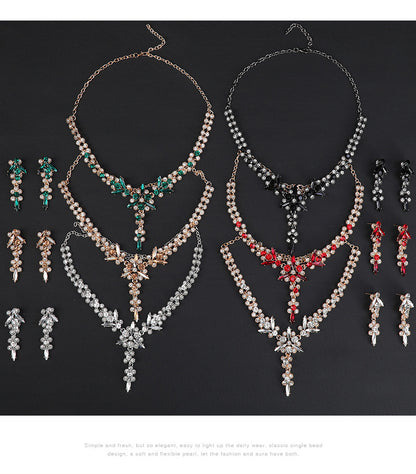 Europe and the United States Hot Jewelry Cross-border Supply Bridal Necklace suit Fashion High-end Crystal Wedding Dress Banquet Dress Jewelry