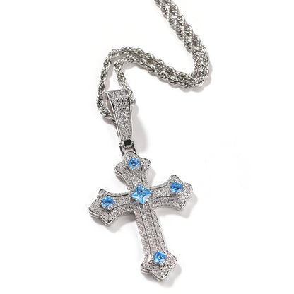 Europe and the United States cross-border jewelry hip-hop cross diamond pendant necklace retro niche Joker Net red necklace wholesale