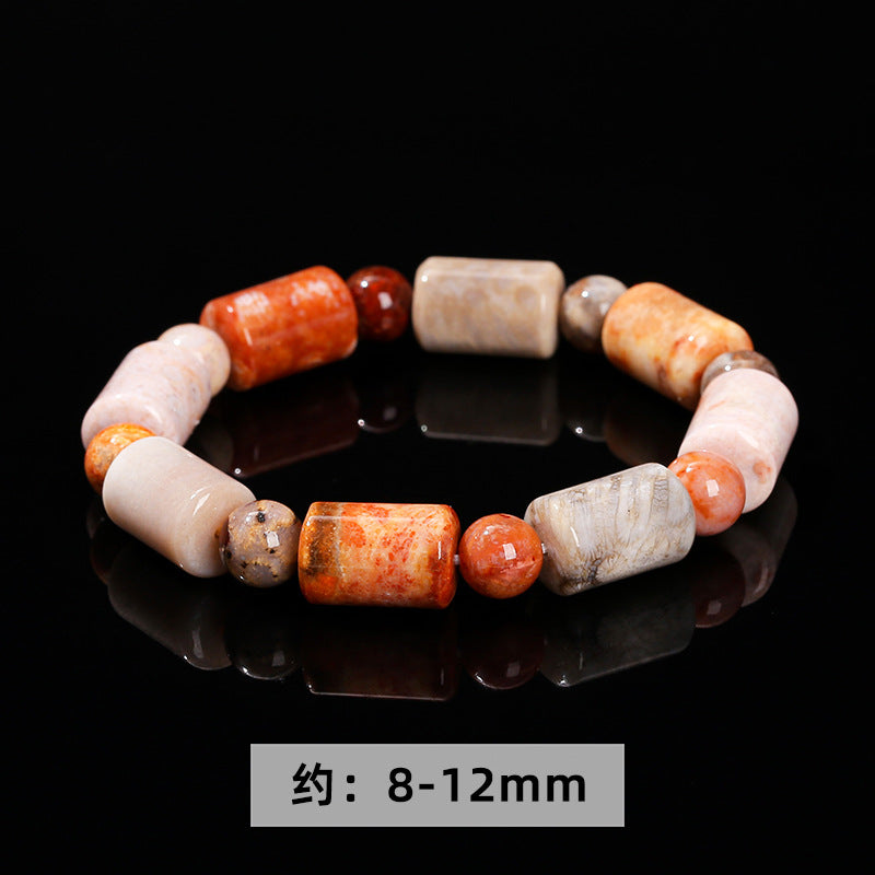 Jingdong Jewelry Natural Coral Jade Six-point Star Bracelet Personality Fashion Men's and Women's Single Circle Bracelet Wholesale