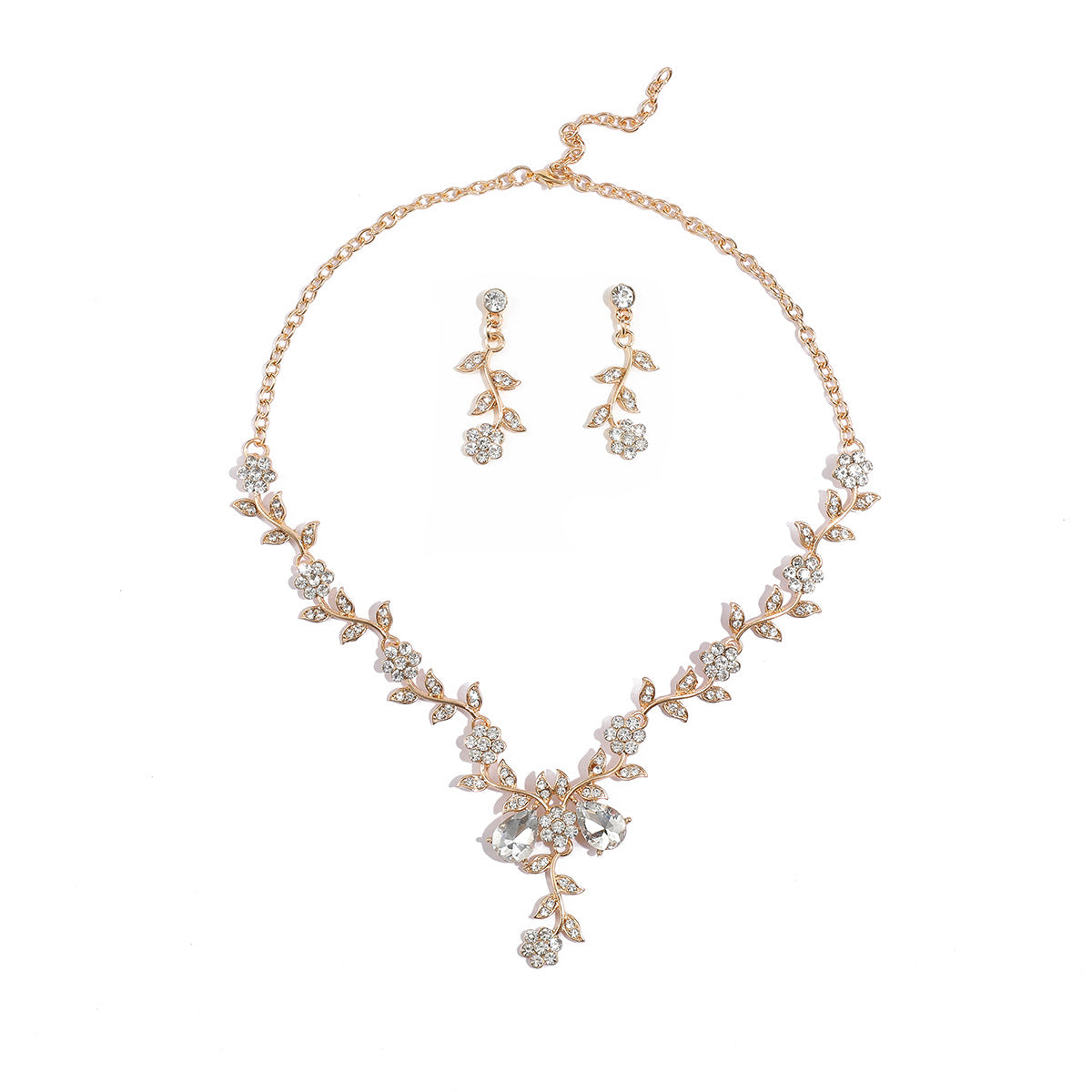 European and American Jewelry Necklaces and Earrings Set High-End Three-Piece Set Bridal Wedding Accessories New Foreign Trade Cross-Border Supply