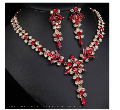 Europe and the United States Hot Jewelry Cross-border Supply Bridal Necklace suit Fashion High-end Crystal Wedding Dress Banquet Dress Jewelry
