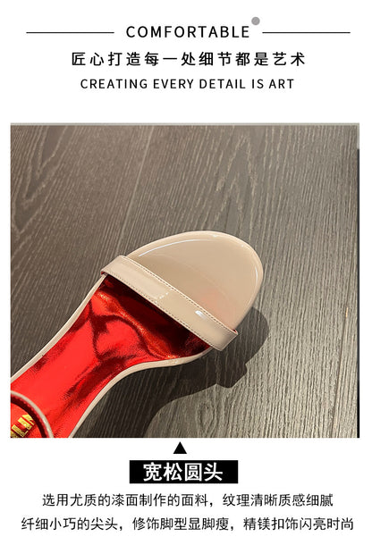 2026 Fashion Patent Leather High-Heeled Sandals for Women Luxury Designer Shoes with Fine Heel Sexy High Heels Elegant Zapatos