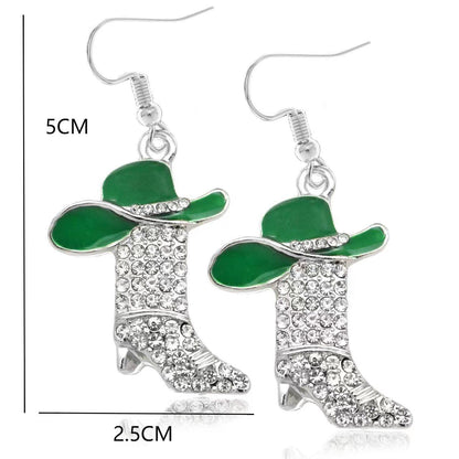 European and American personality niche western boots earrings diamond pendant earrings Joker ladies earrings jewelry wholesale 166
