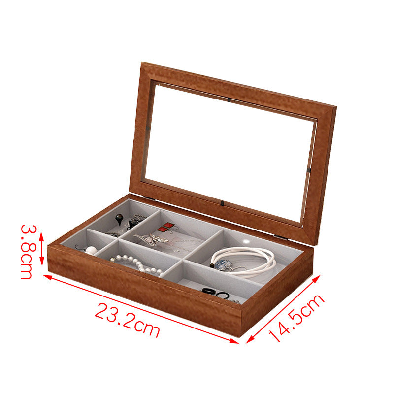 Solid Wood Flannel Jewelry Box Storage Box Ring Necklace Earrings Earrings Desktop Display Box Vintage