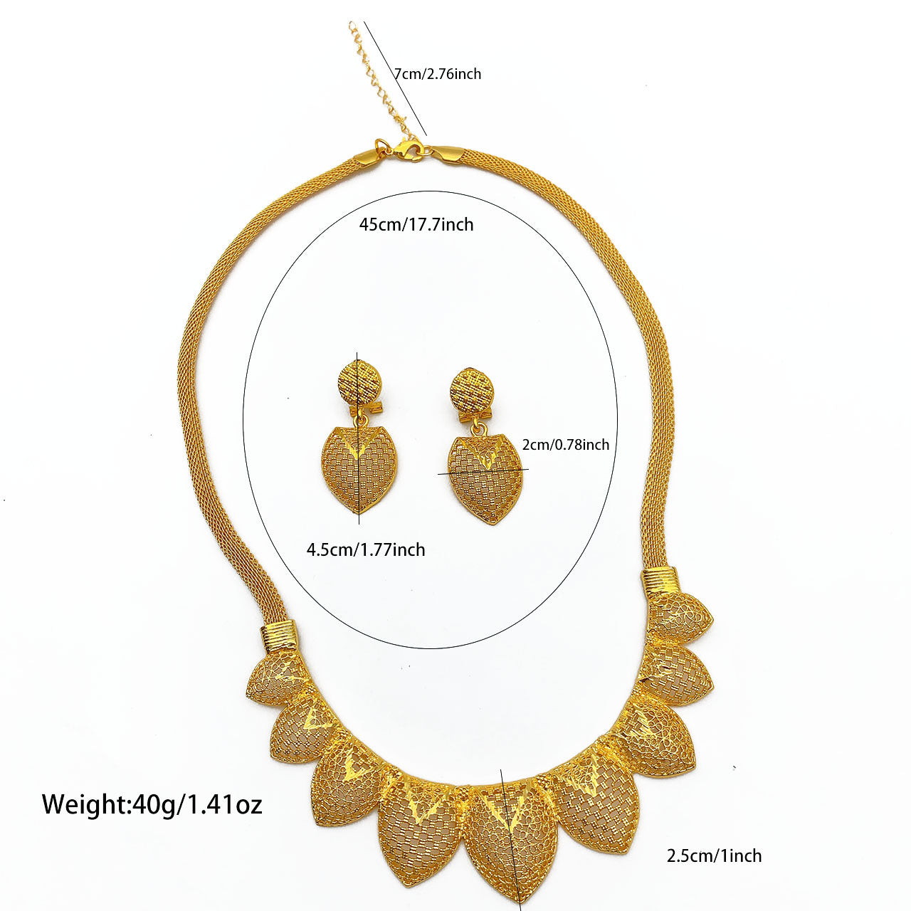 Imitation gold flower necklace earrings suit Dubai India Nigeria brass gold plated women wedding jewelry lot