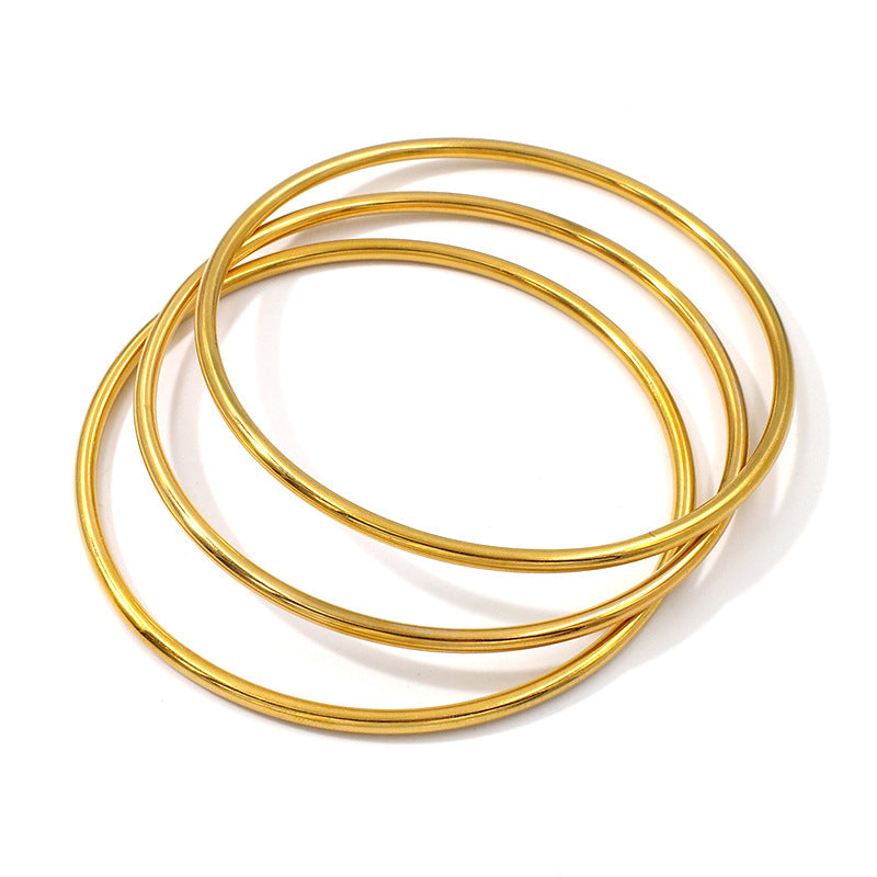 Cross-Border Round Simple Bracelet Titanium Steel Non-Fading Jewelry Light Luxury High-End Coil Bracelet Stainless Steel Jewelry