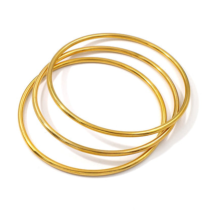 Cross-Border Round Simple Bracelet Titanium Steel Non-Fading Jewelry Light Luxury High-End Coil Bracelet Stainless Steel Jewelry