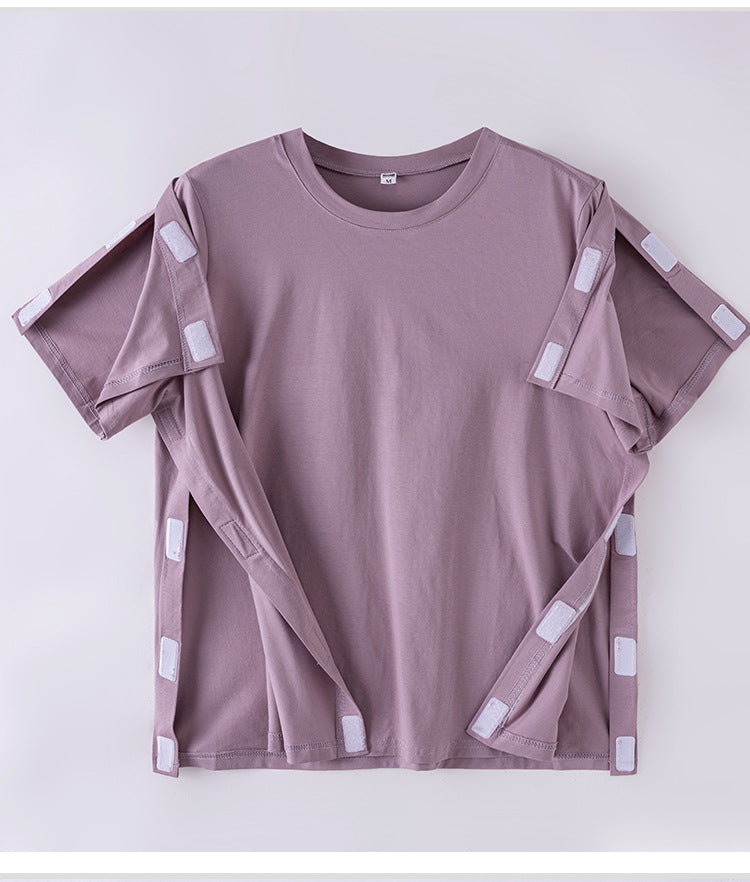 Summer patient care clothing easy to put on and take off hospital gown short sleeve cotton middle-aged and elderly medical clothing fracture clothing wholesale