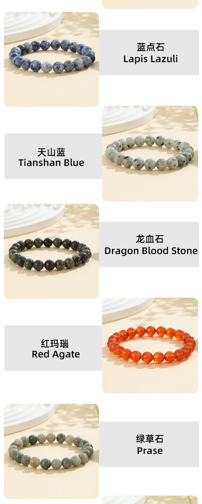 European and American Cross-Border Hot-Selling Popular Jewelry 8mm Natural Stone Bracelet Amethyst Tiger Eye Stone Agate Bracelet Jewelry
