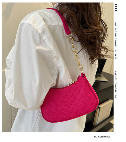 Mini Shoulder Bags for Women Fashion Felt Women's Bag Design Advanced Underarm Handbags Beautiful Purses Crescent SaddleBag 2025