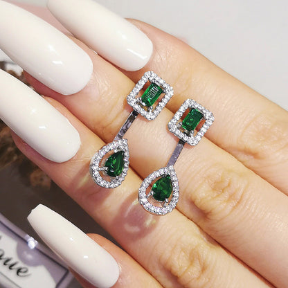 Cross Border jewelry Set Long Zircon Earrings Ring Necklace Jewelry Four Piece Set Hot Sale J6177