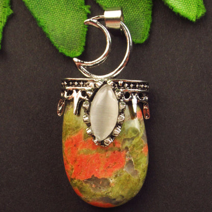 Natural Crystal Agate Stone Inlaid Alloy Sun Moon Star Gemstone Pendant DIY Necklace Jewelry Pendant Wholesale