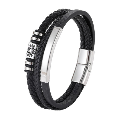 Cross-Border New Leather Rope Bracelet European and American Stainless Steel Multi-Layer Leather Braided Bracelet Jewelry Men's Jewelry