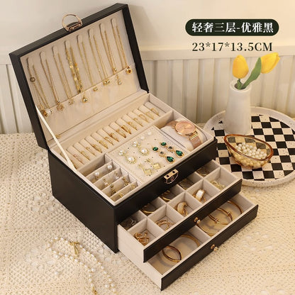 High-end jewelry storage box necklace earrings earrings earrings bracelet ring exquisite jewelry gold jewelry large capacity
