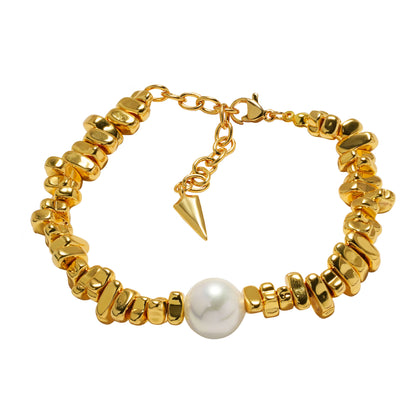 Broken Silver Bracelet Women's Niche Design Ins Light Luxury Beads Copper Gold Plated Bracelet Geometric Hand Gifting Jewelry