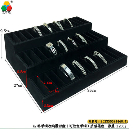 Ice Flower Velvet Jewelry Box Display Plate Ring Bracelet Trapezoidal Jewelry Display Stand Gold and Silver Jewelry Props