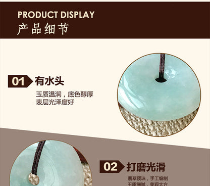 Jade Pendant with Natural Jadeite, Peaceful Buckle, Guanyin Jade Buddha, Burmese Jade Jewelry Factory Wholesale S2091518