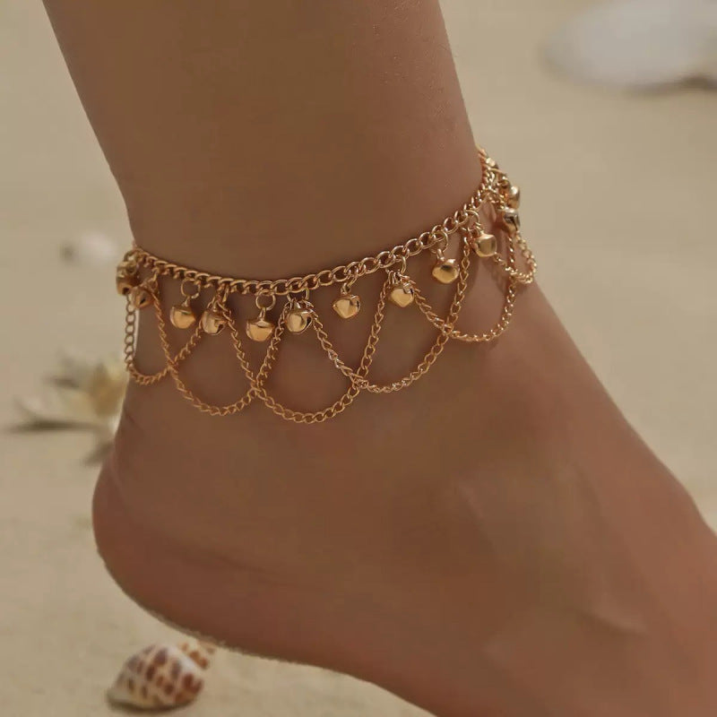 European and American New Cross-border Jewelry Distinctive Bell Beach Style Holiday Foot Chain Women's Fashion Accessories Jewelry Foot