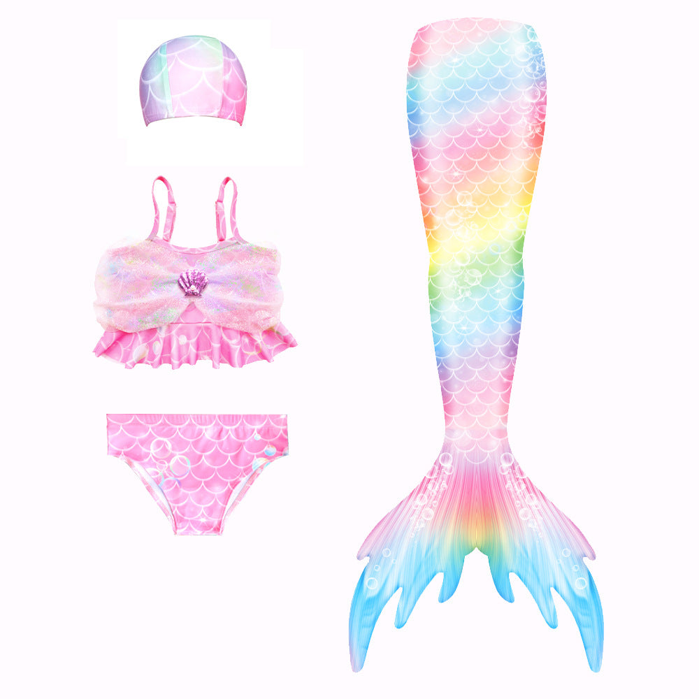 Girls Mermaid Swimsuit Mermaid Tail with Gauze Ariel Princess Swimsuit Children's Swimsuit