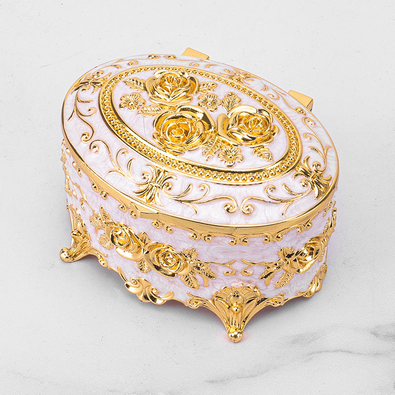 Cross-border E-commerce European-style Retro Metal Jewelry Box Exquisite Enamel Color Necklace Jewelry Storage Box Princess Jewelry Box