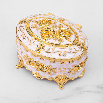 Cross-border E-commerce European-style Retro Metal Jewelry Box Exquisite Enamel Color Necklace Jewelry Storage Box Princess Jewelry Box