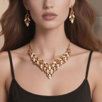 European and American Cross-Border Necklace, Earrings, Jewelry Set, Bridal Banquet Dress Accessories, Fashionable Women's Jewelry, Light Luxury Style