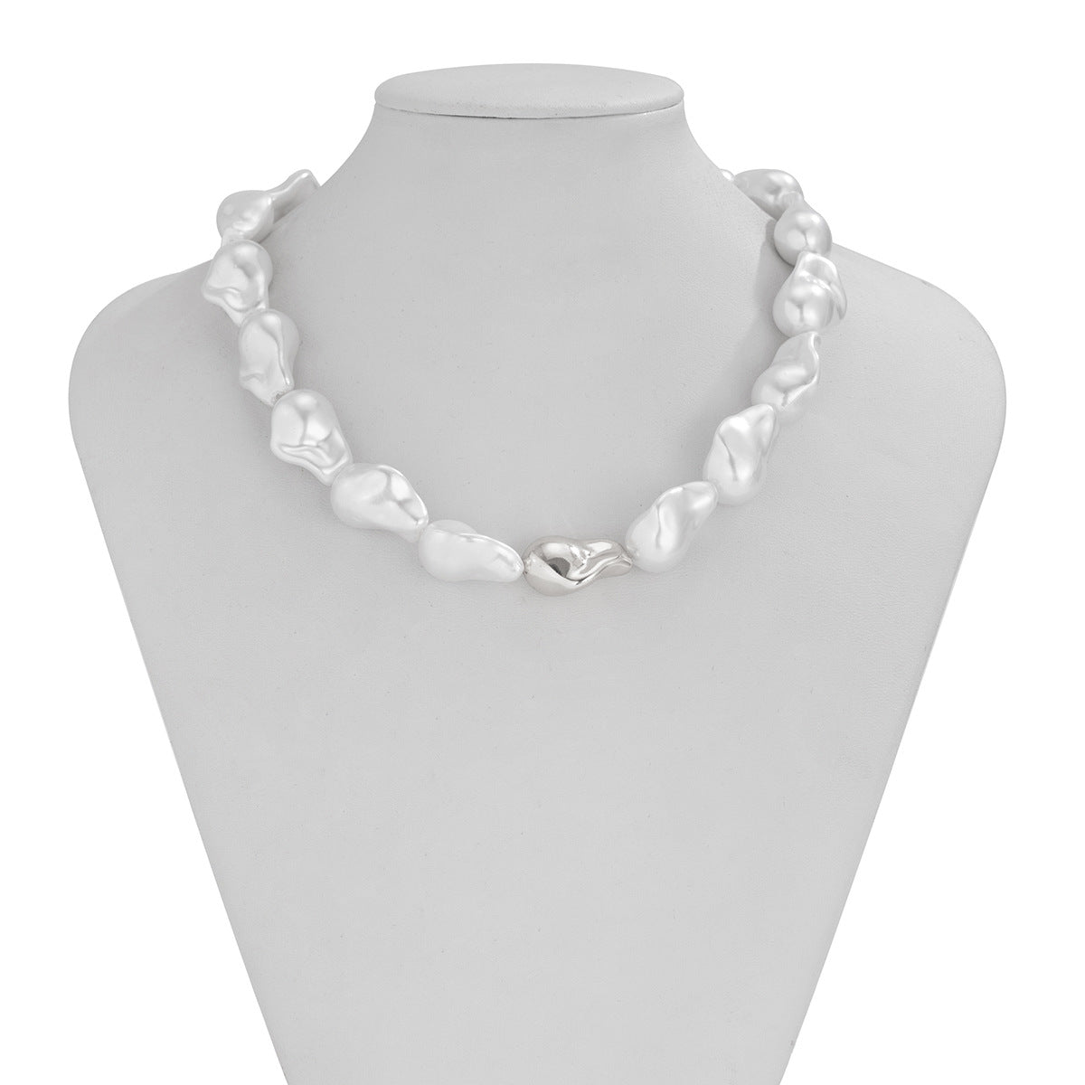 European and American Cross-border Jewelry French Retro Imitation Pearl Baroque Necklace Simple Beaded Pendant Tassel Clavicle Chain