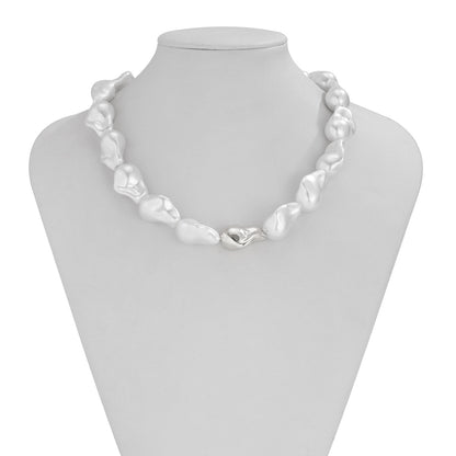 European and American Cross-border Jewelry French Retro Imitation Pearl Baroque Necklace Simple Beaded Pendant Tassel Clavicle Chain