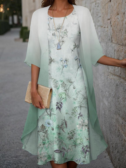 2023 European and American Hot Selling Independent Site Amazon Wish Spring & Fall Fashionable and Elegant Chiffon Dress Two-Piece Set