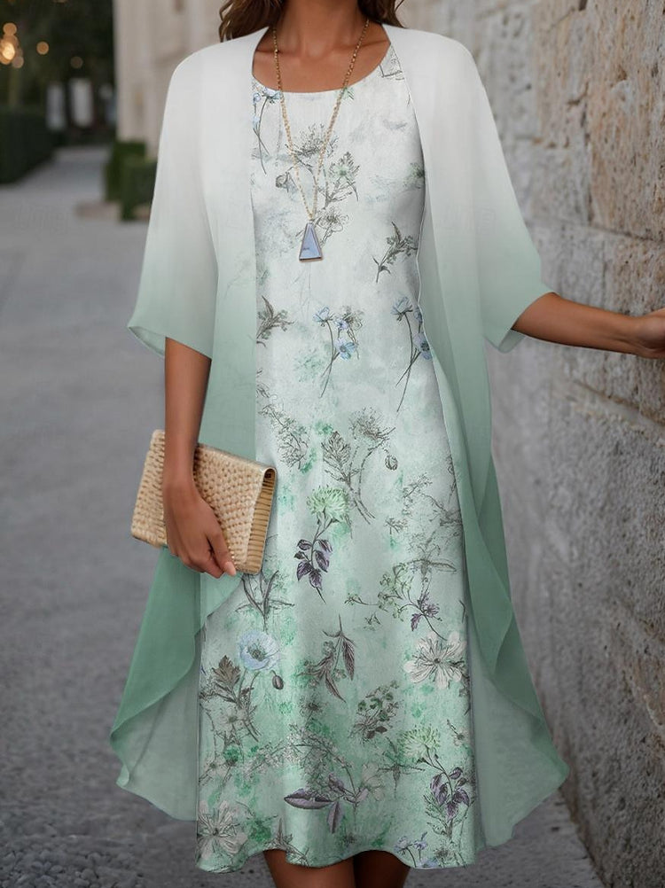 2023 European and American Hot Selling Independent Site Amazon Wish Spring & Fall Fashionable and Elegant Chiffon Dress Two-Piece Set