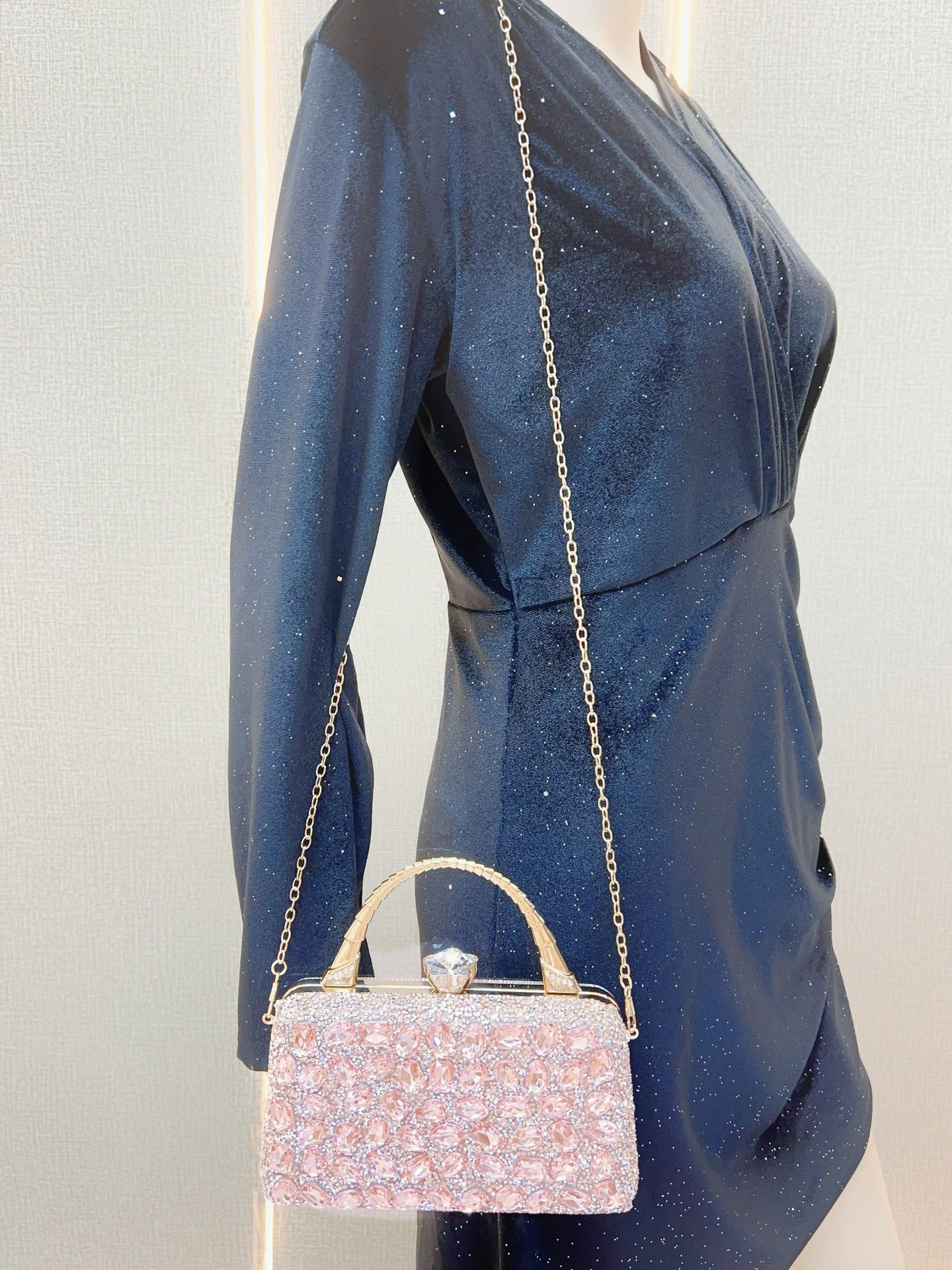 New Cross-border Banquet Handbag Women's Handheld Crossbody Bag Shoulder High-end Small Bag Full Diamond Shiny Evening Bag