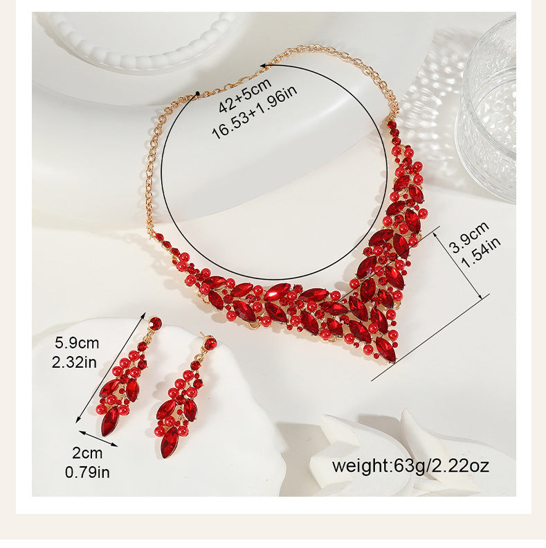 European and American Cross-Border Necklace, Earrings, Jewelry Set, Bridal Banquet Dress Accessories, Fashionable Women's Jewelry, Light Luxury Style